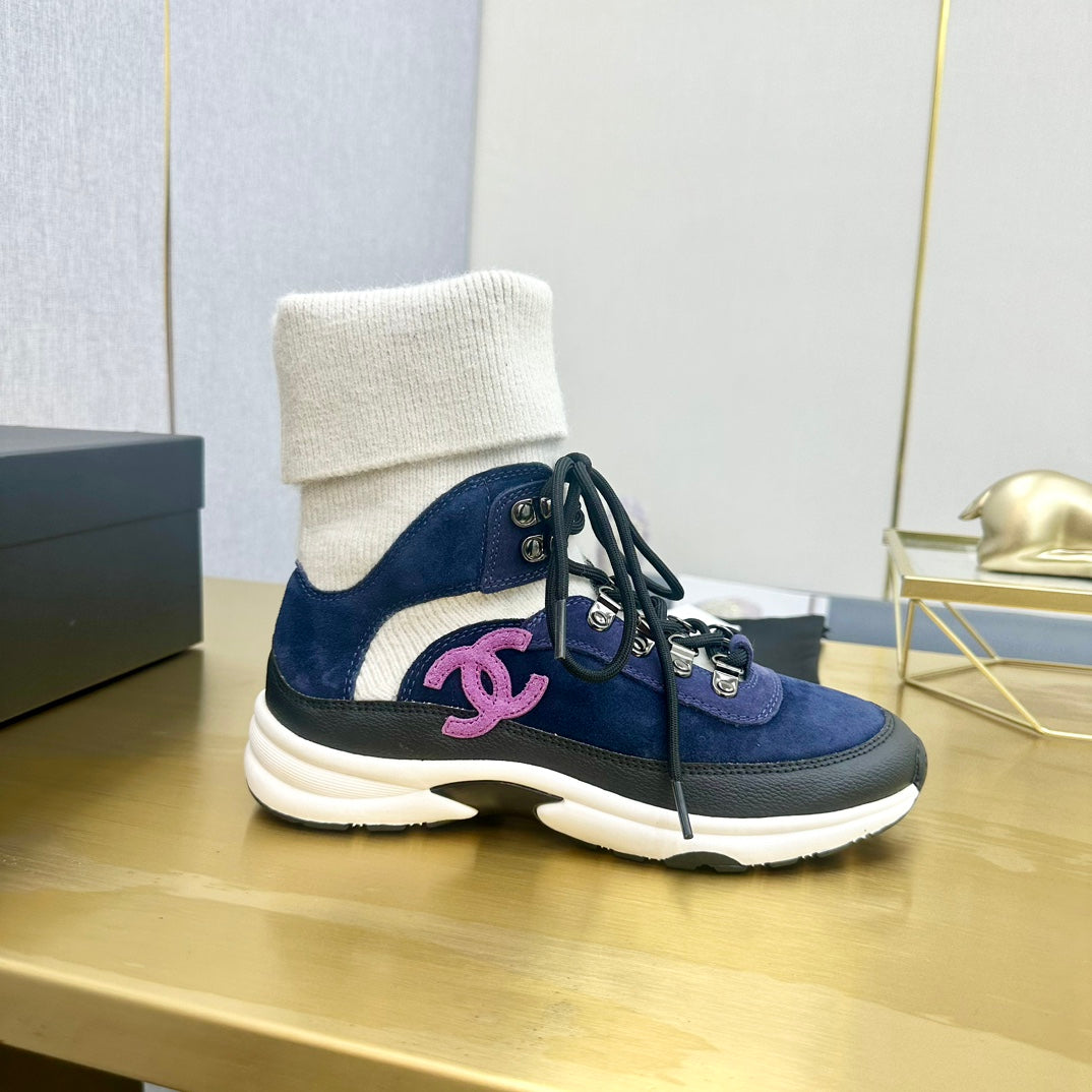 CC 26s Sock Anchor Sneakers Blue White Purple Suede 146074