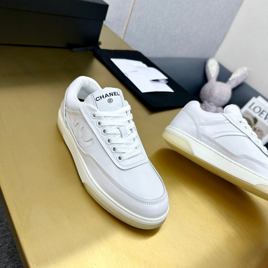 CC 2024 Interlocking Logo Sneakers White Cowhide 980942