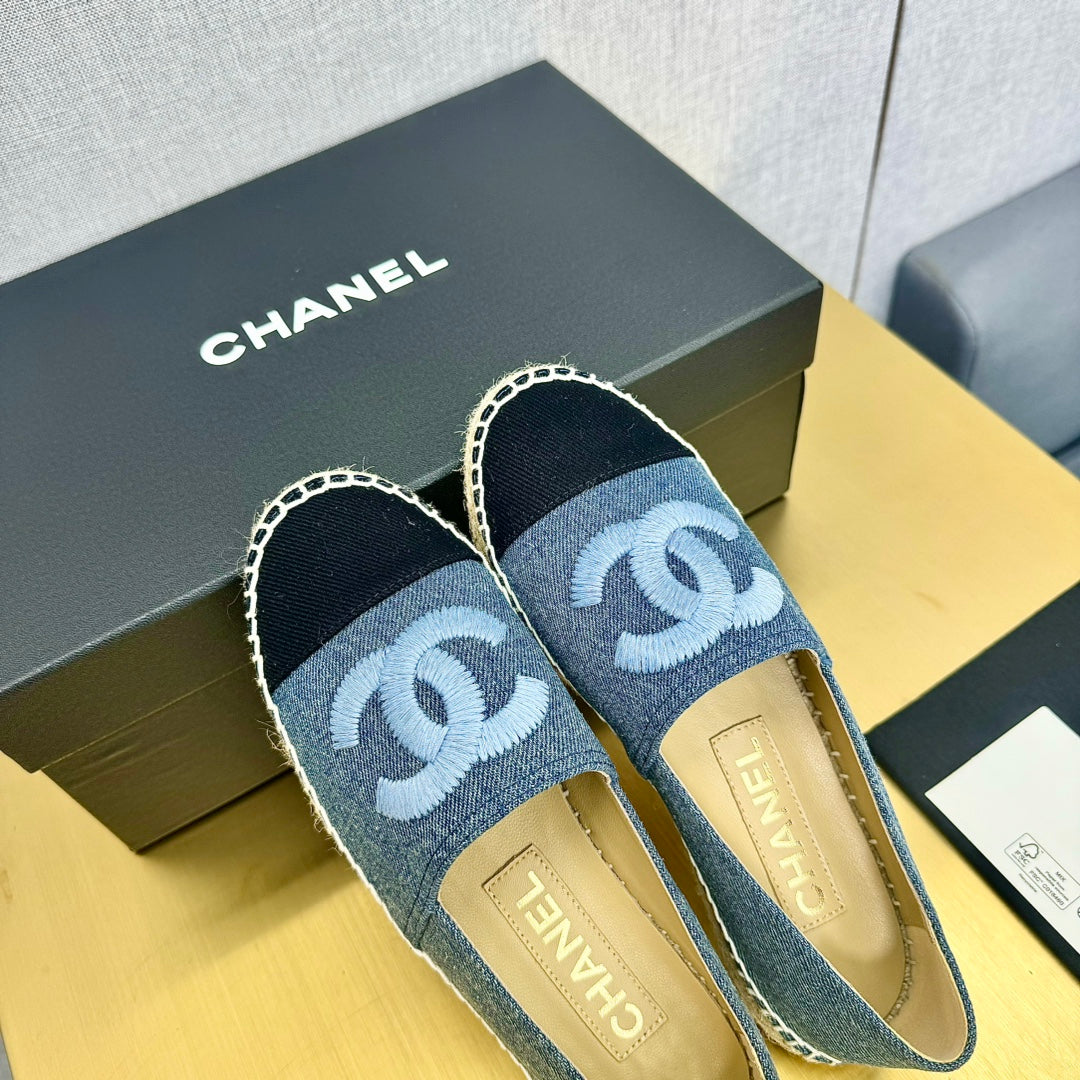 espadrilles with embroidery dark blue black denim
