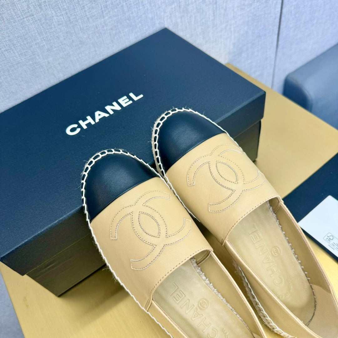 espadrilles light beige and black calfskin