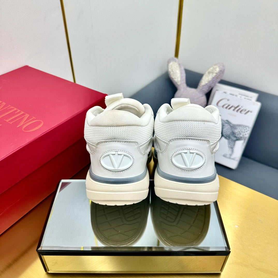 Mid-top Runboot Split Leather Sneaker 30mm White Calfskin 994557