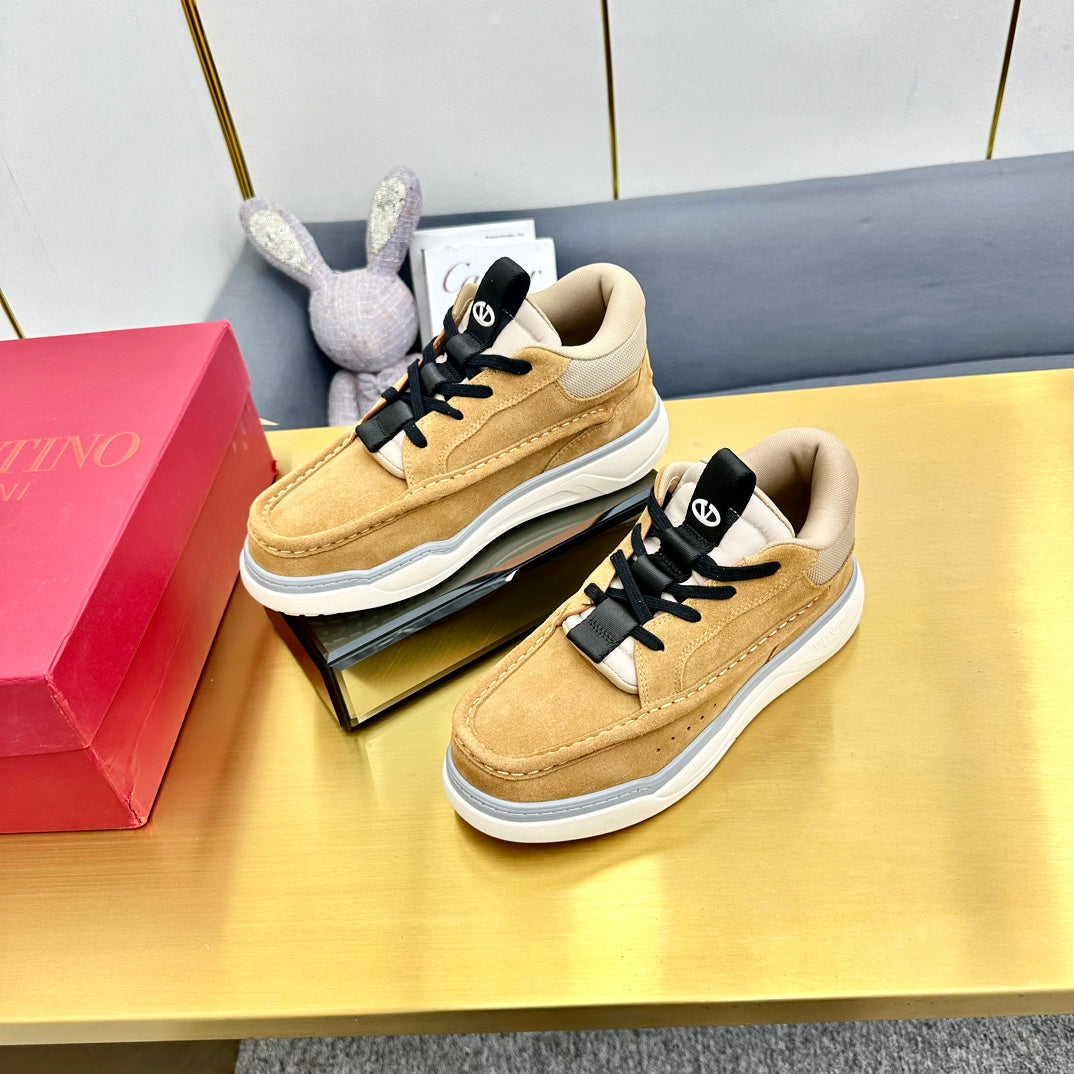 Mid-top Runboot Split Leather Sneaker 30mm Light Brown Yellow Suede 994561