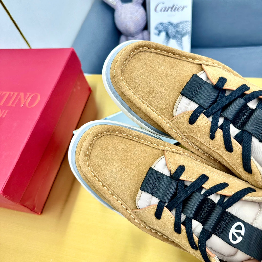 Mid-top Runboot Split Leather Sneaker 30mm Light Brown Yellow Suede 994561