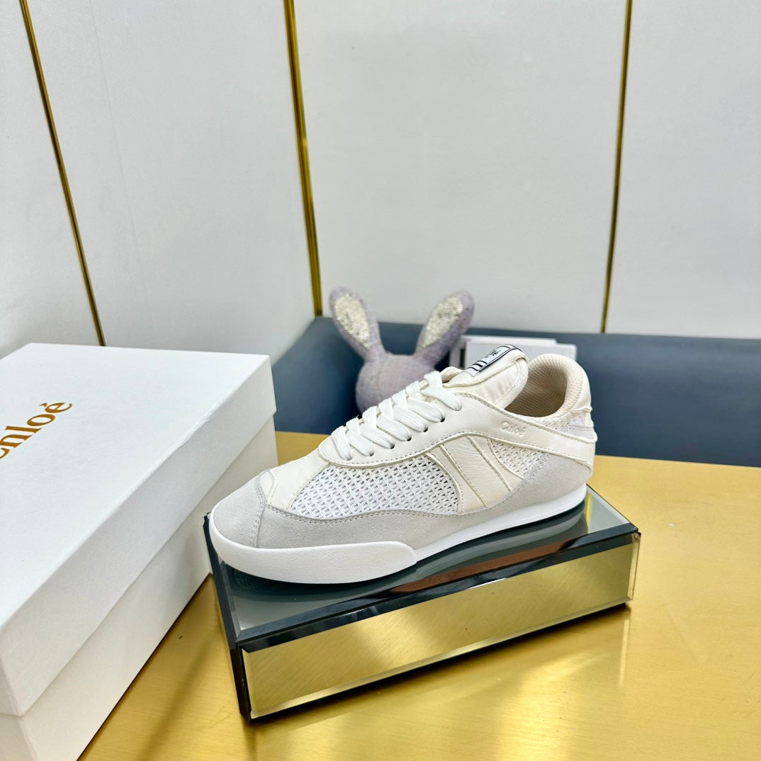 Choloe Kick Sneaker White Mesh Grey Suede