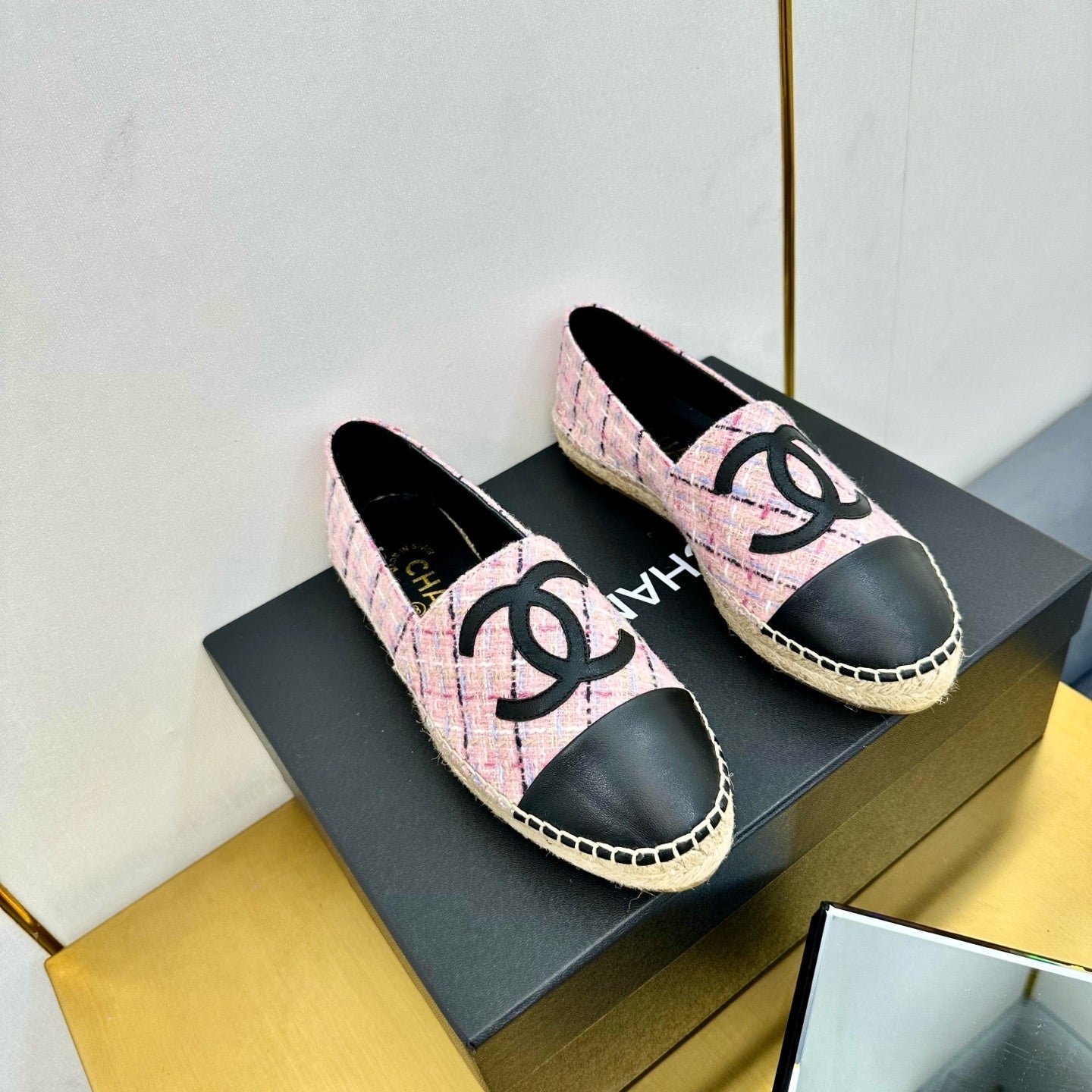 CC 25s Slip–on Espadrilles Pink/Black Tweed 297826