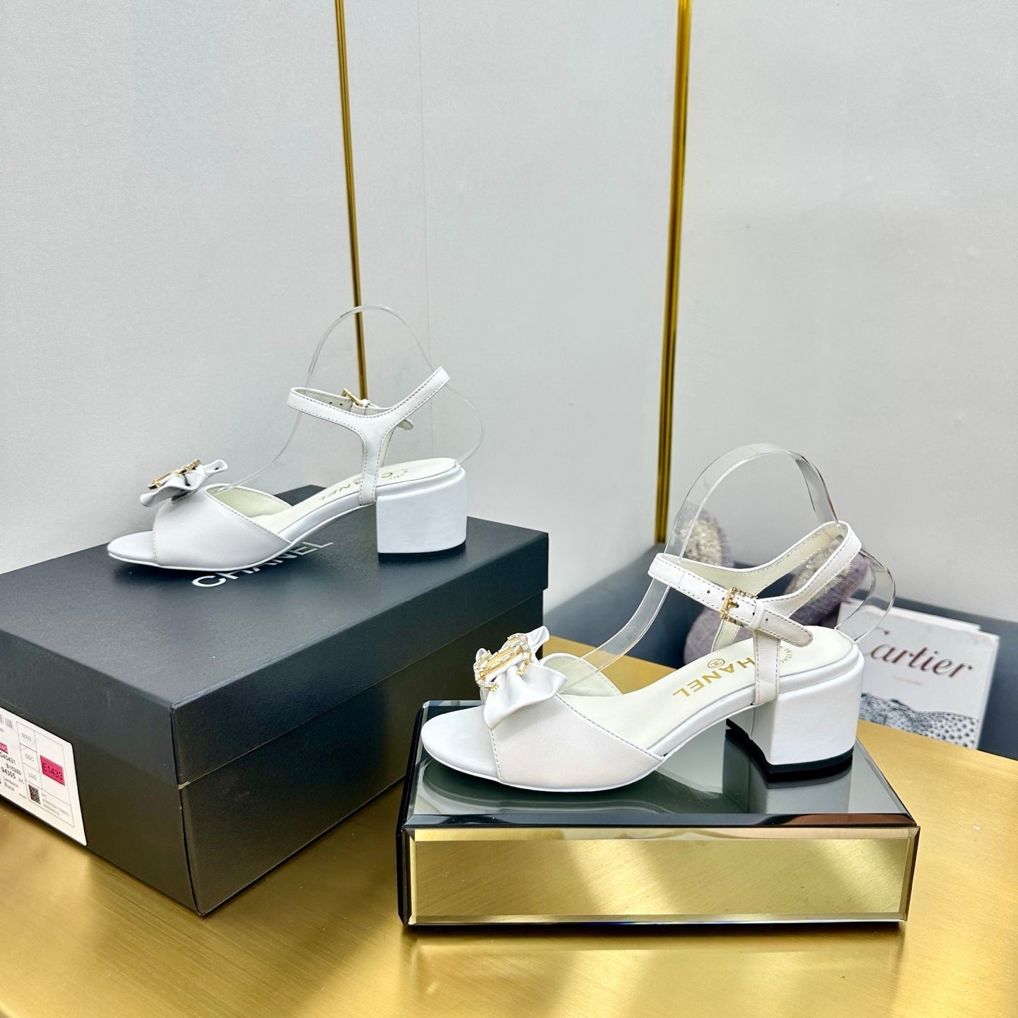 cc 25 bow sandal 50mm white sheepskin 238485