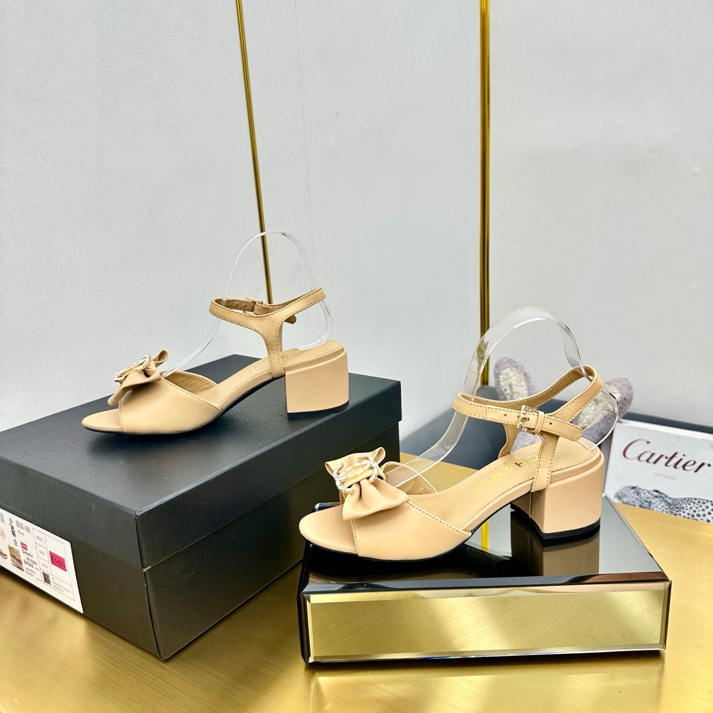 cc 25 bow sandal 50mm beige sheepskin 238486