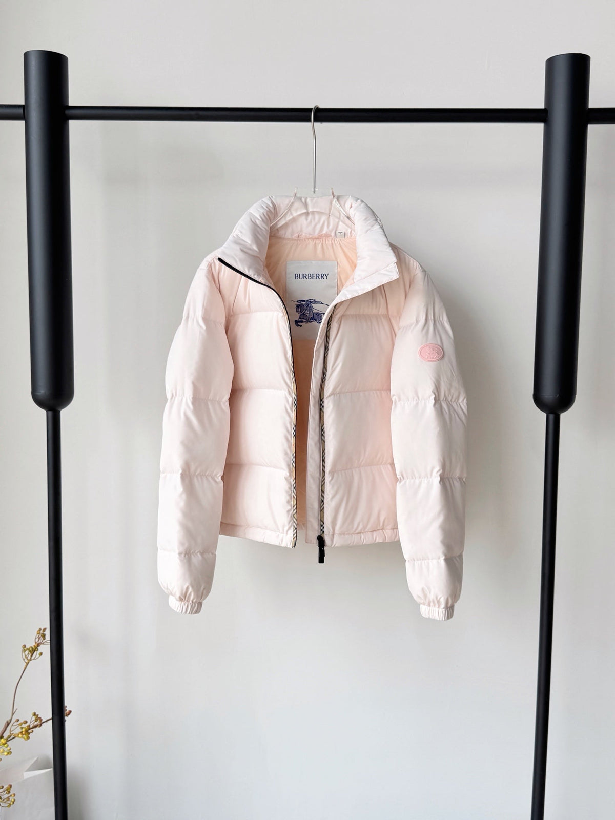 BRR 26s Check Trim Puffer Jacket Light Pink Down 427153