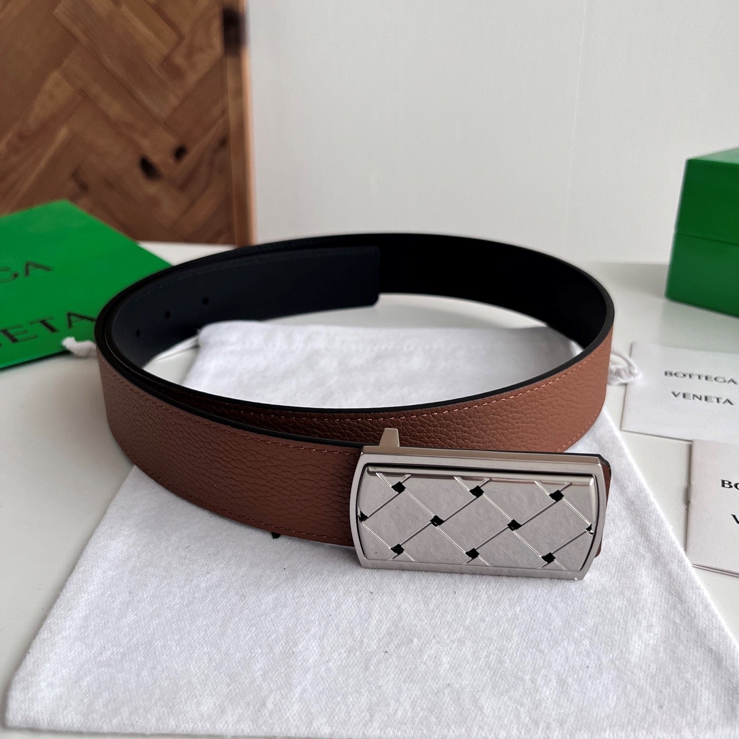BV 26s Men’s Elevator Belt 3.5cm Grain Calfskin 216625