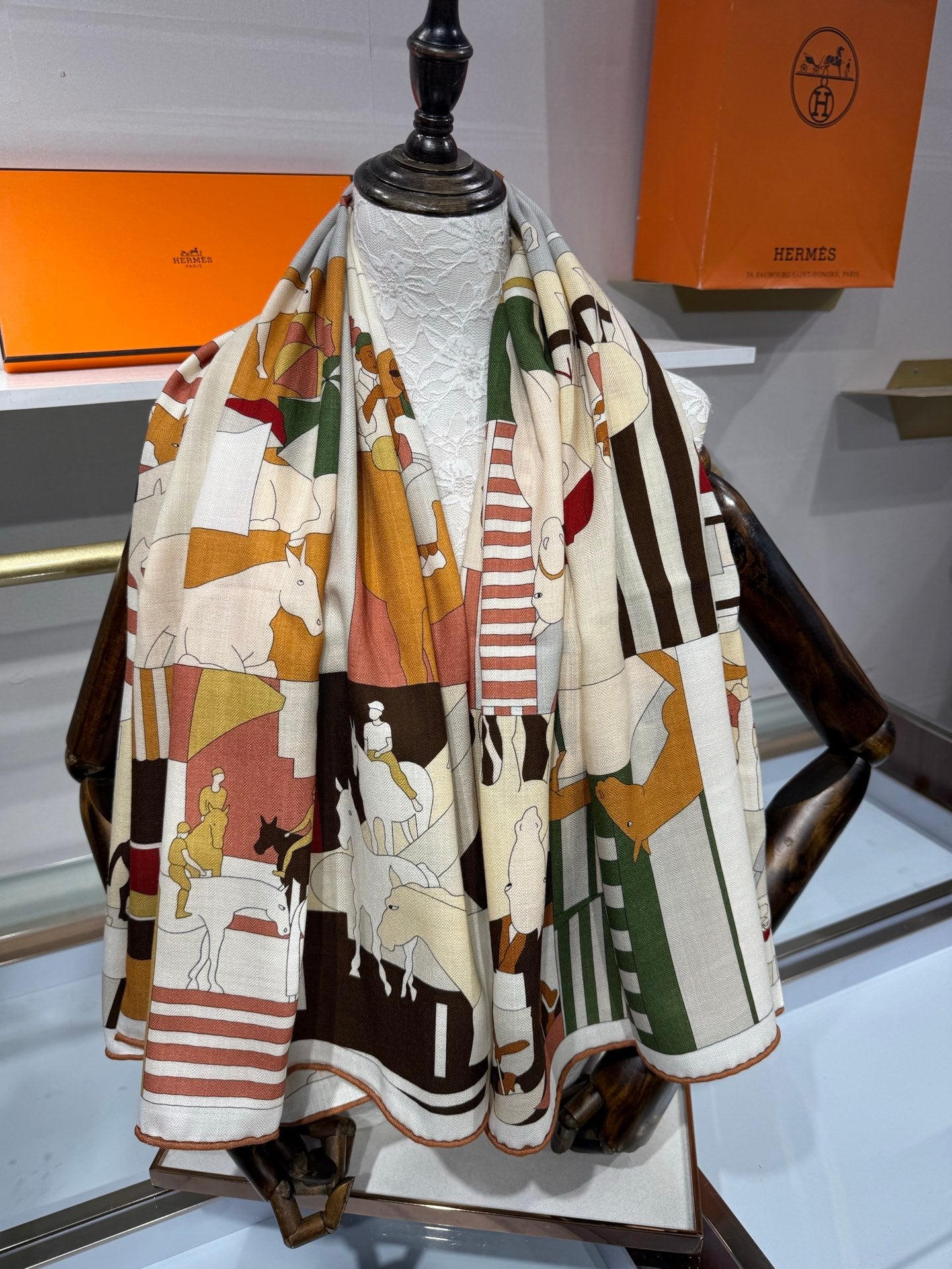 HM 26s 140x140cm Mon Cheval et Moi Scarf Cashmere Silk 214215