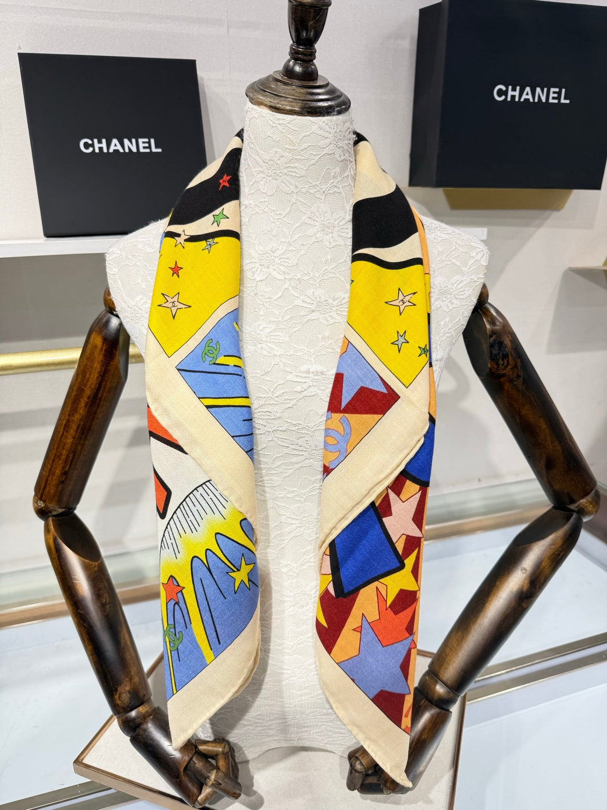 CC 26s Pop Art Comic Square Scarf 90x90cm Multicolor Silk Cashmere 220092