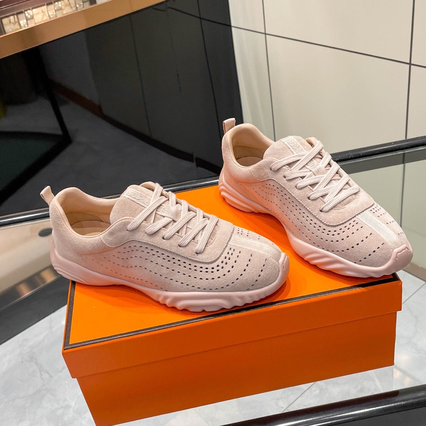 HM 26s Neon Sneaker Light Pink Suede 846398
