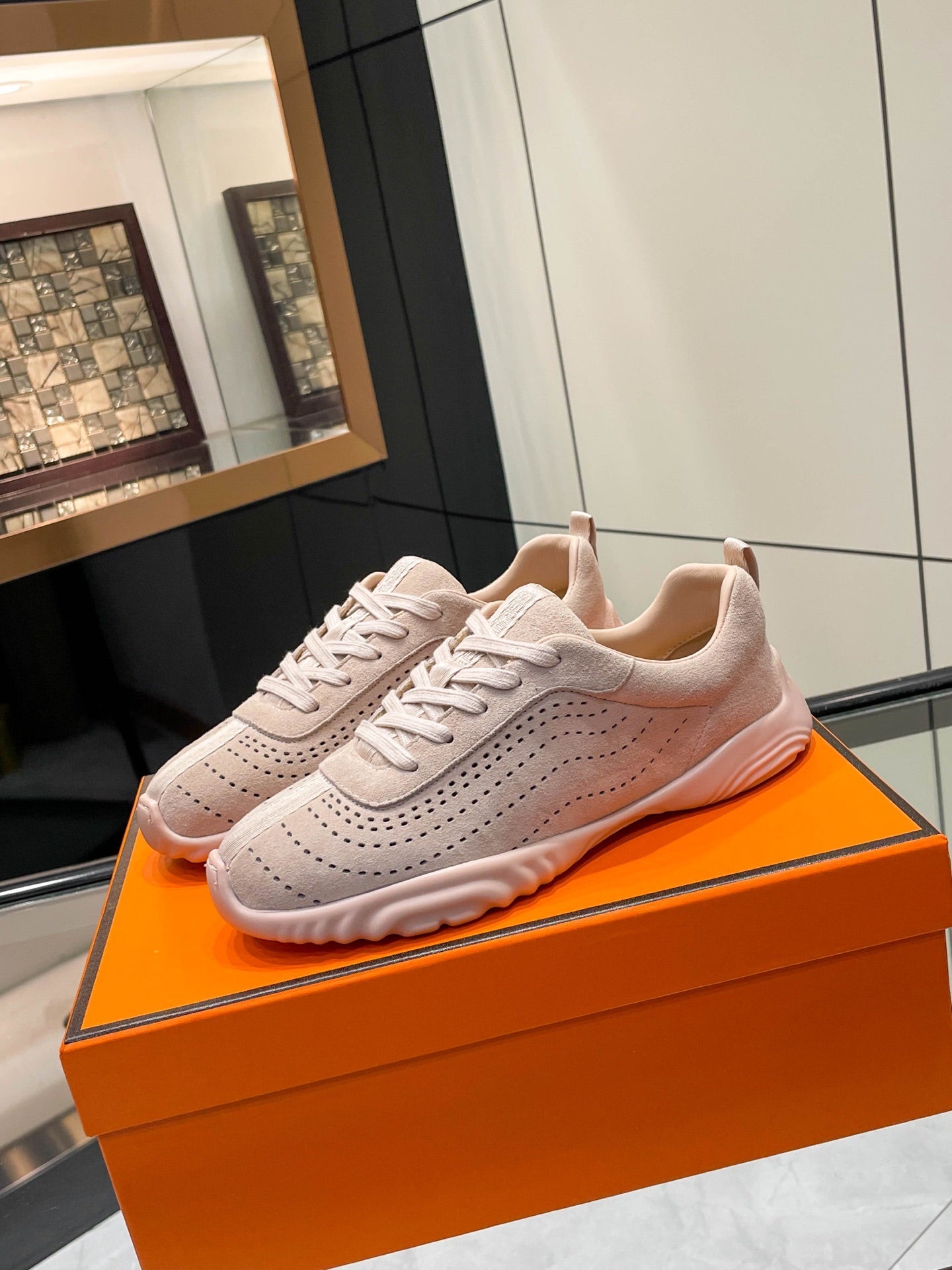HM 26s Neon Sneaker Light Pink Suede 846398