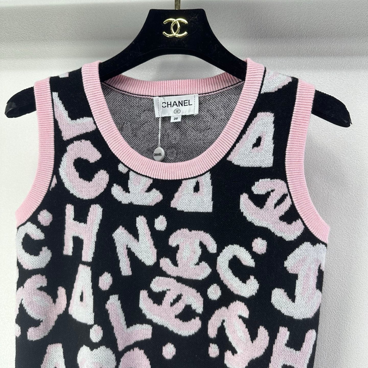 CC Vest Black Pink Wool Nylon 345983