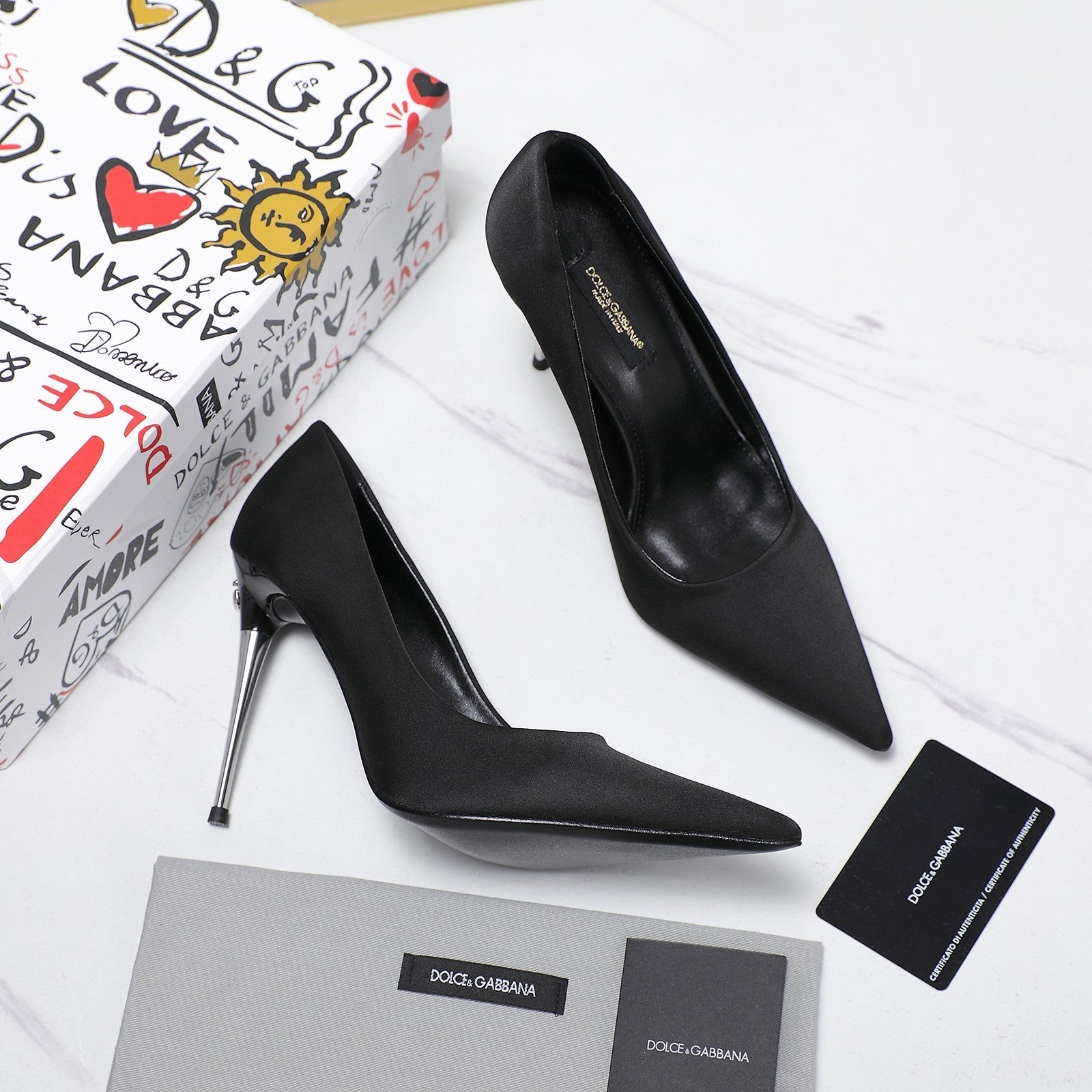 DC Pointed Pumps Black Sheepskin 289694