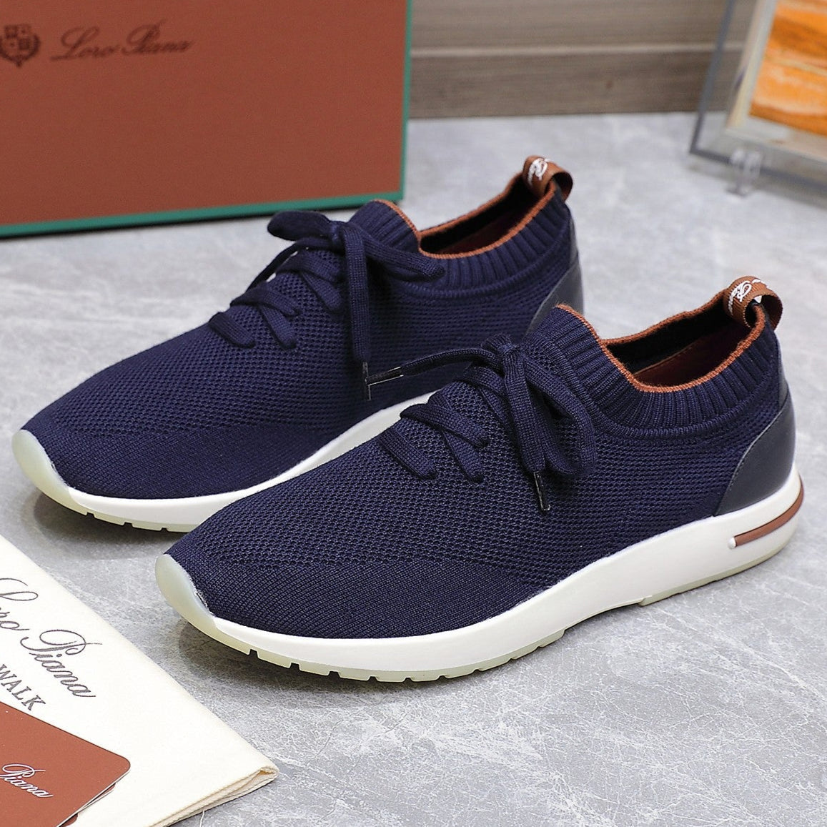 LP lady Flexy Walk Sneaker Black mix Orange Wool And Calfskin 310451