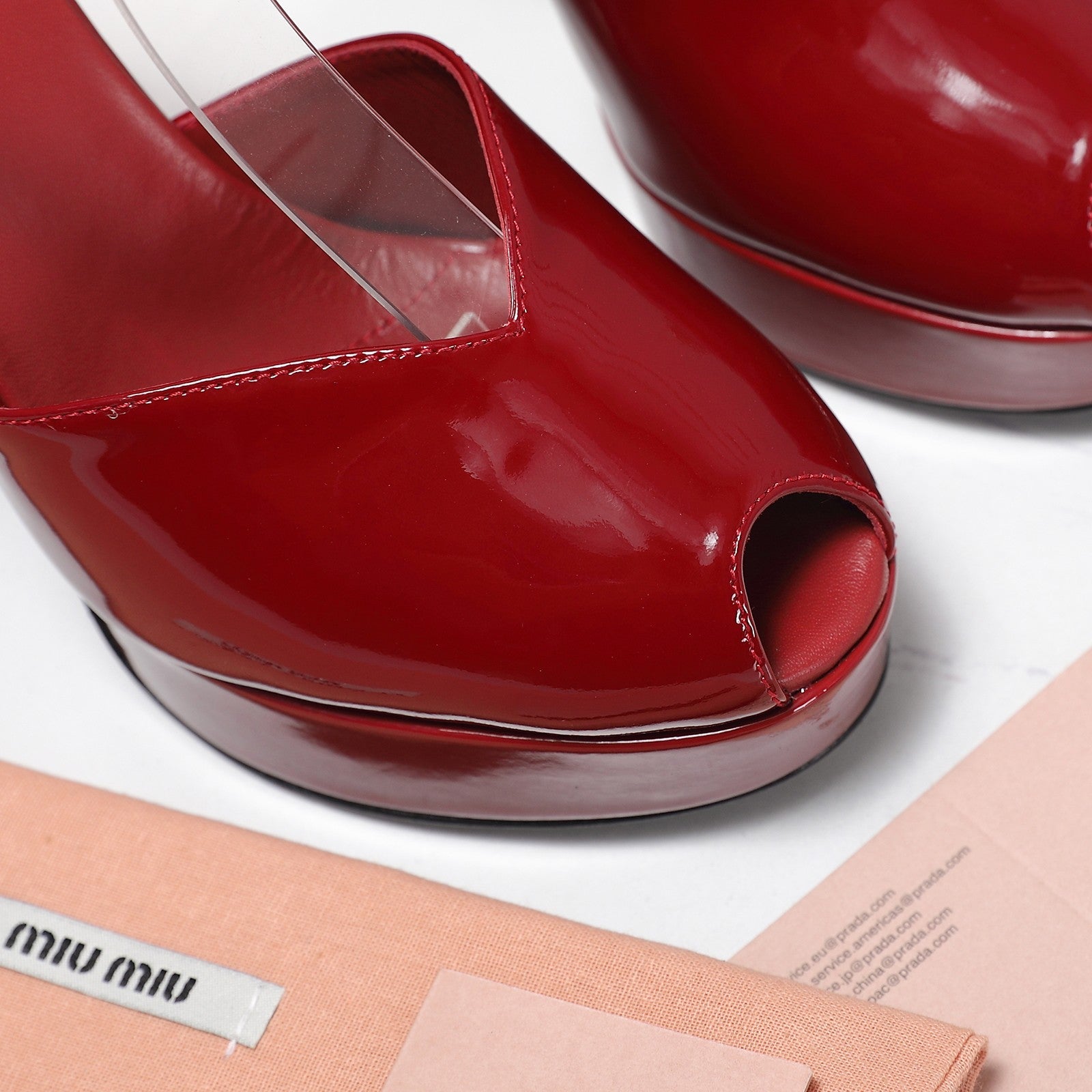 Miu Block-Heel Platform Sandals 125mm Red Patent Leather 504178