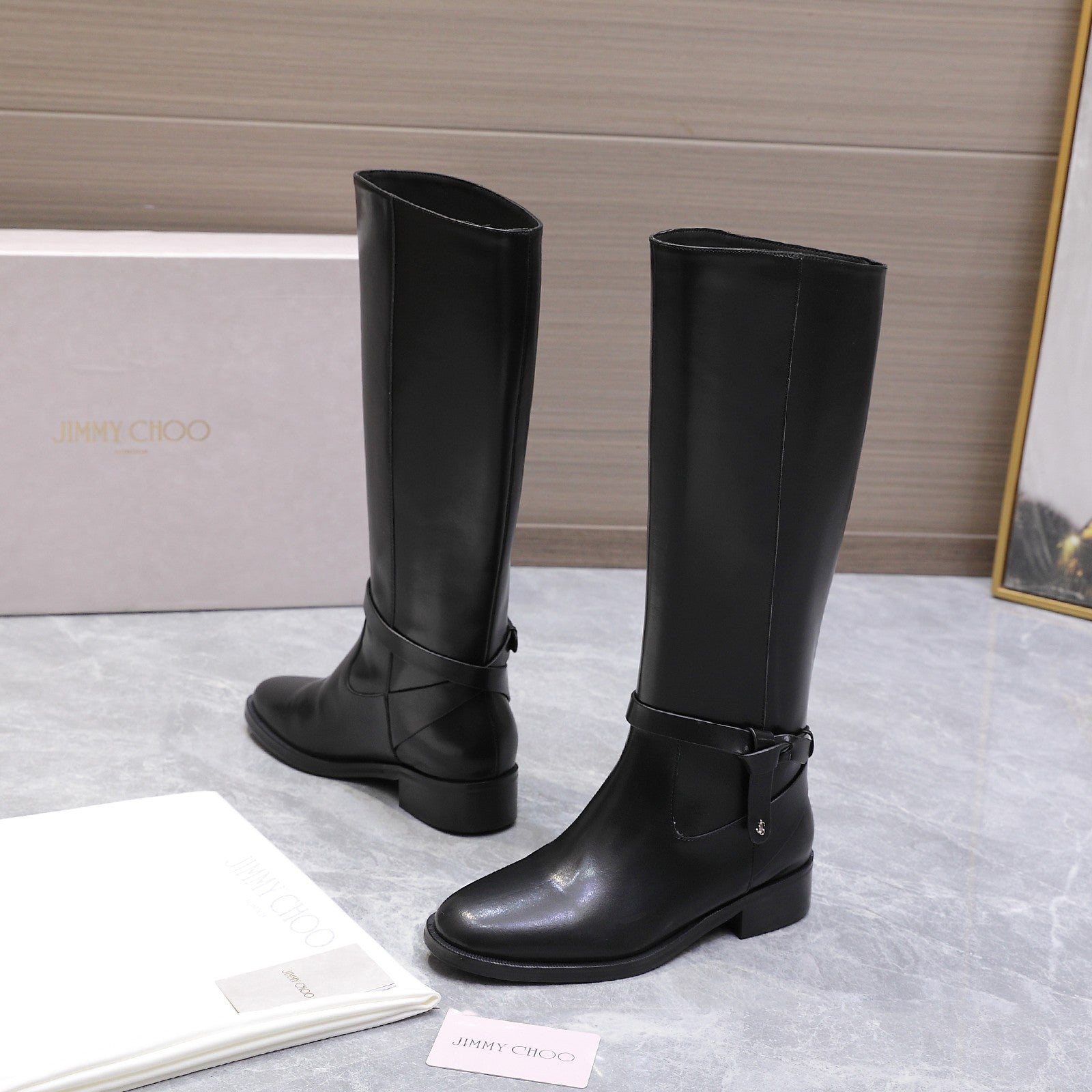 Jimmy Lawton Knee Boots Black Leather 547645