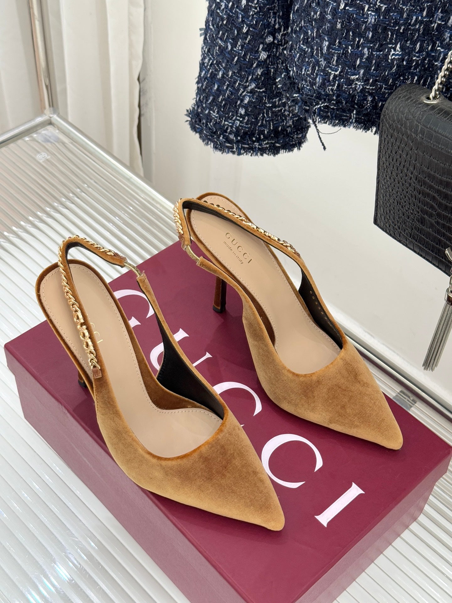 GG 26 Signoria Slingback Pumps 10.5cm Brown Wood Suede 632526