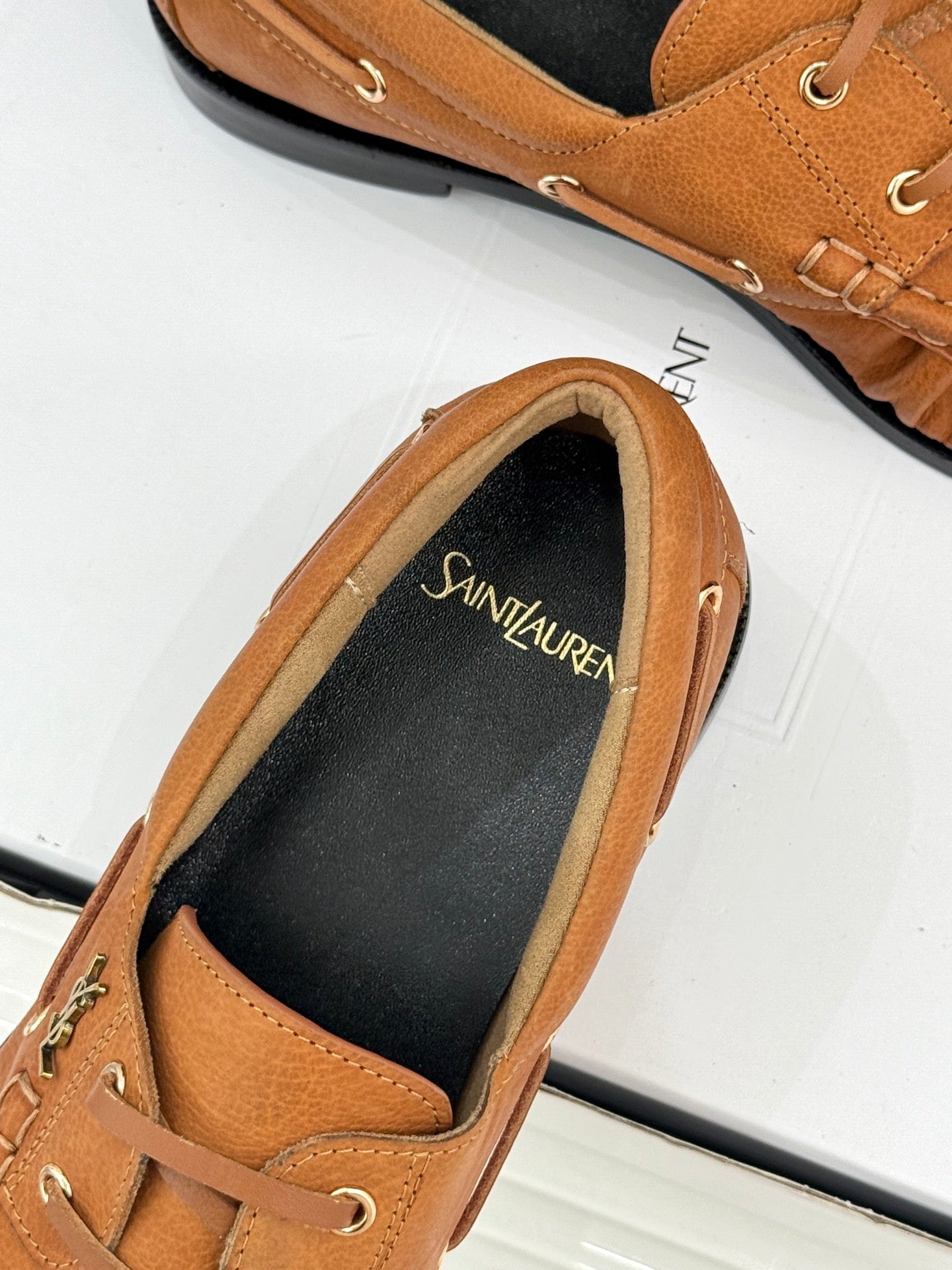 YSL 26s Le Bateau Loafer Tan Brown Cowhide 992285
