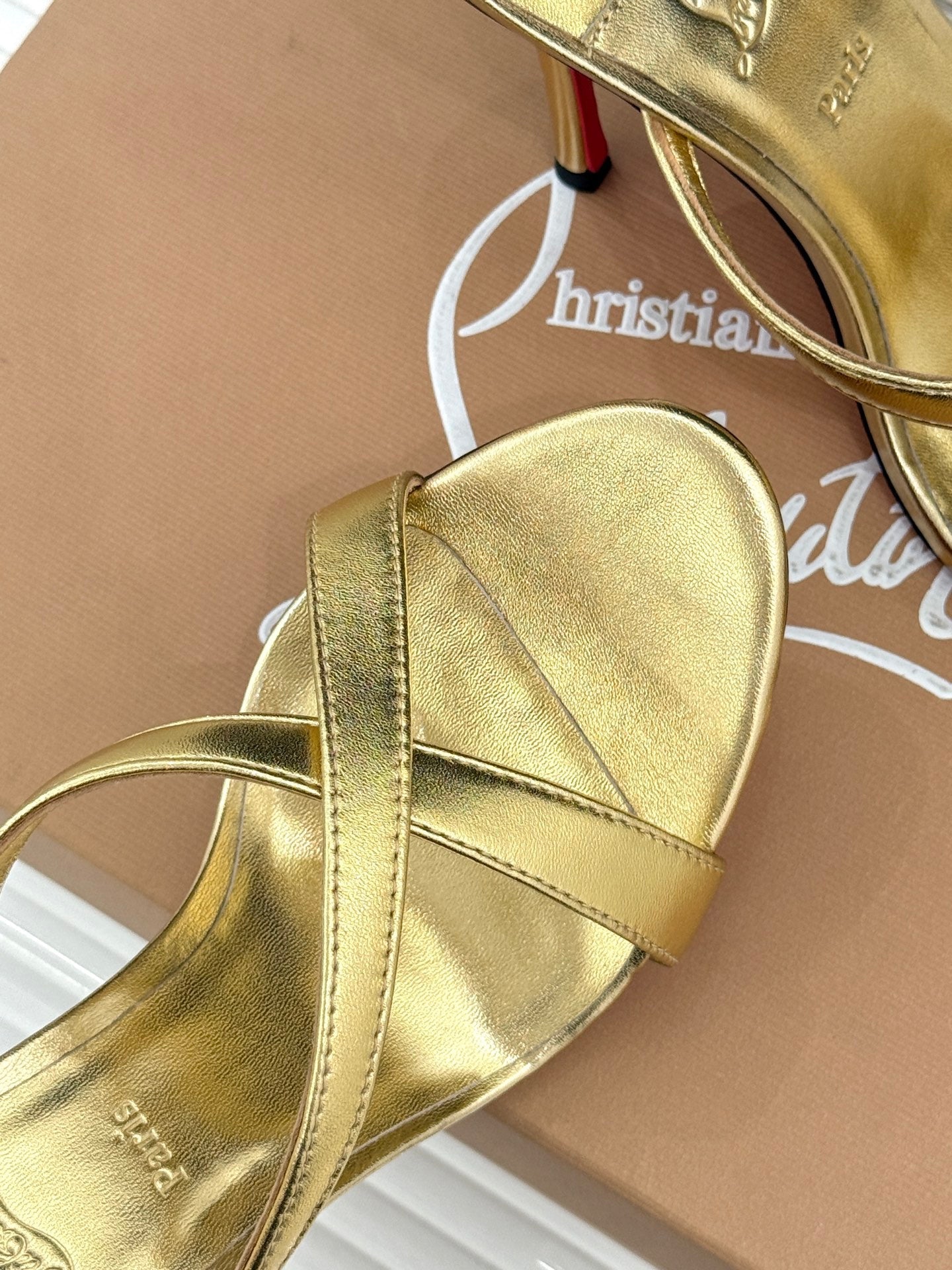CL 26s Mulazee Cross Mules 8cm Gold Leather 991530