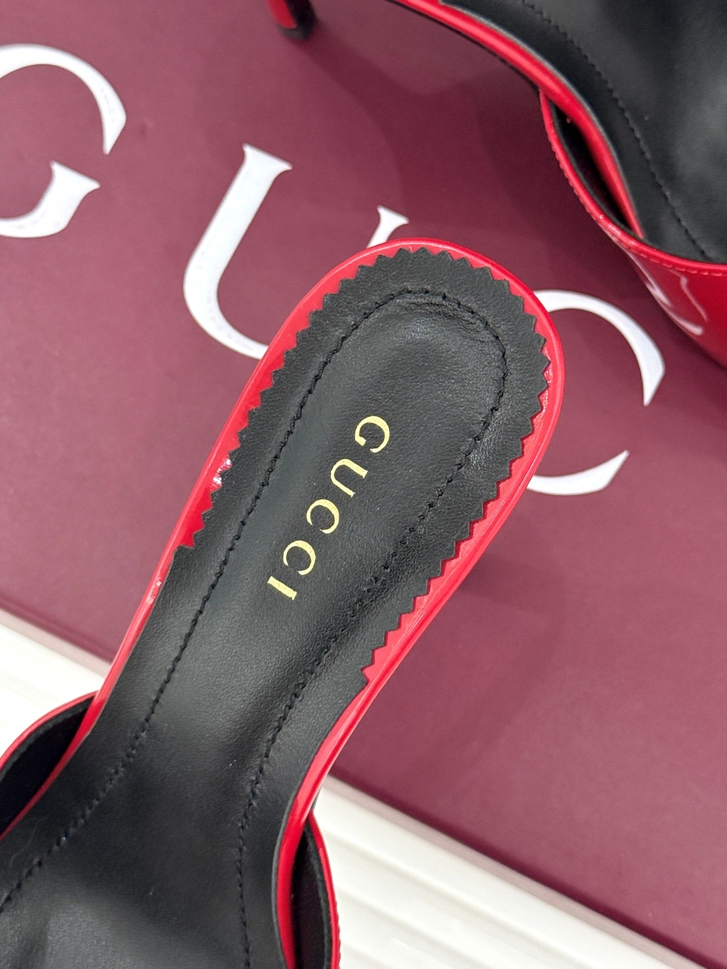 GG 26s Sorbetto Slide Sandal 12cm Red Sheepskin 991745