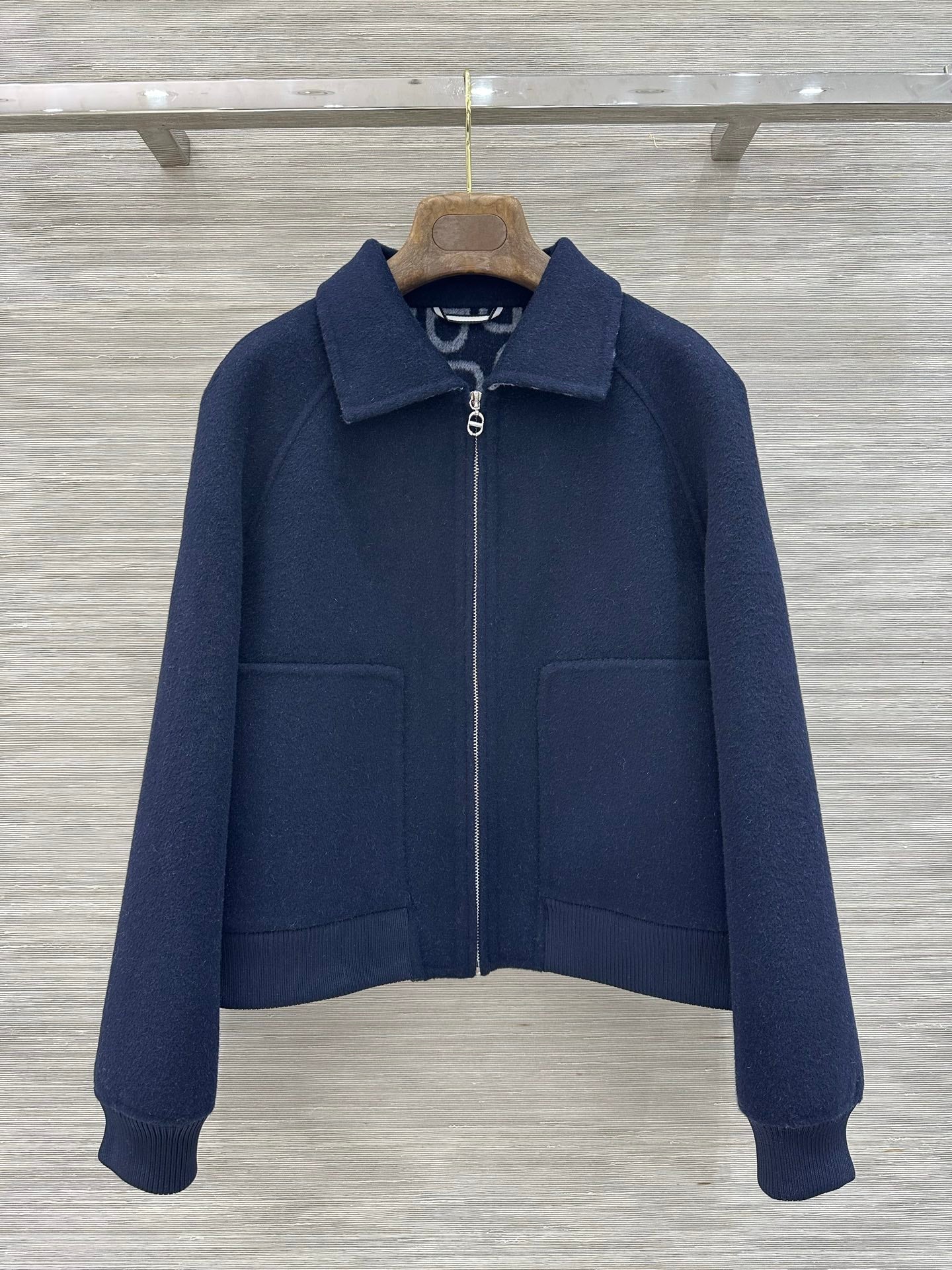 HM 26s Cashmere Bomber Jacket Navy Blue 427326