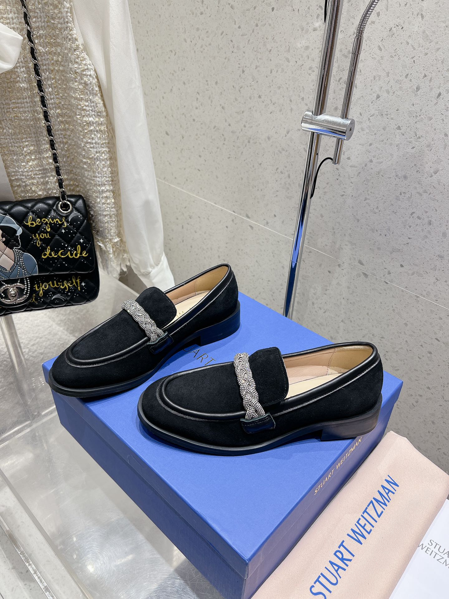 SW Palmer Highshine Loafer With Crystal Black Suede 554368