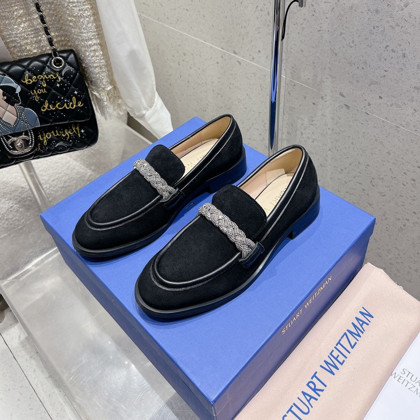 SW Palmer Highshine Loafer With Crystal Black Suede 554368