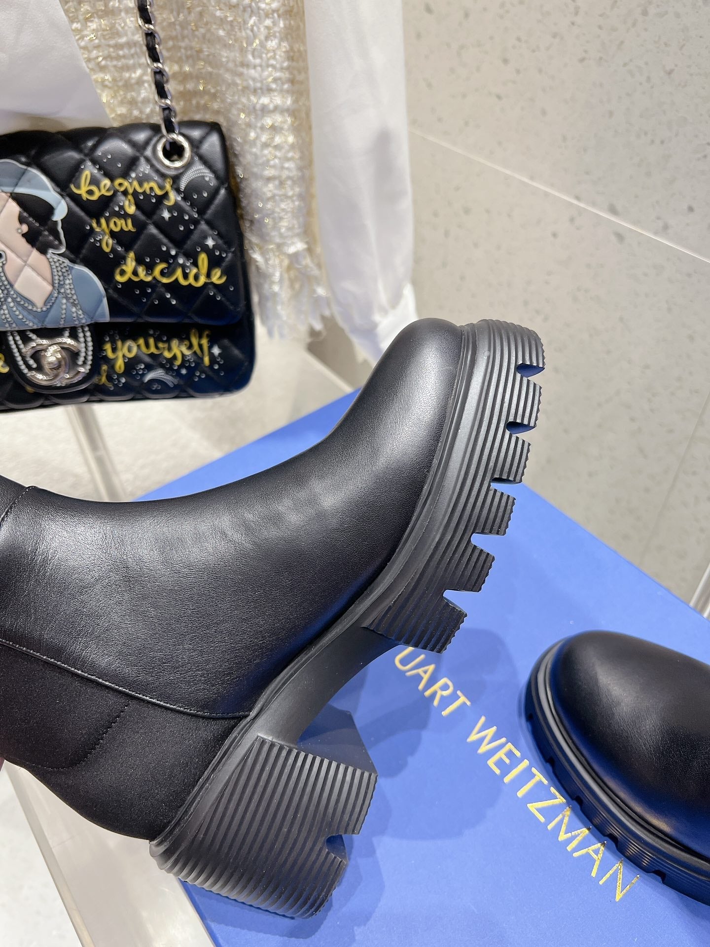 SW Soho Knee-High Boot Black Cowhide & Nucbuck Leather 554356