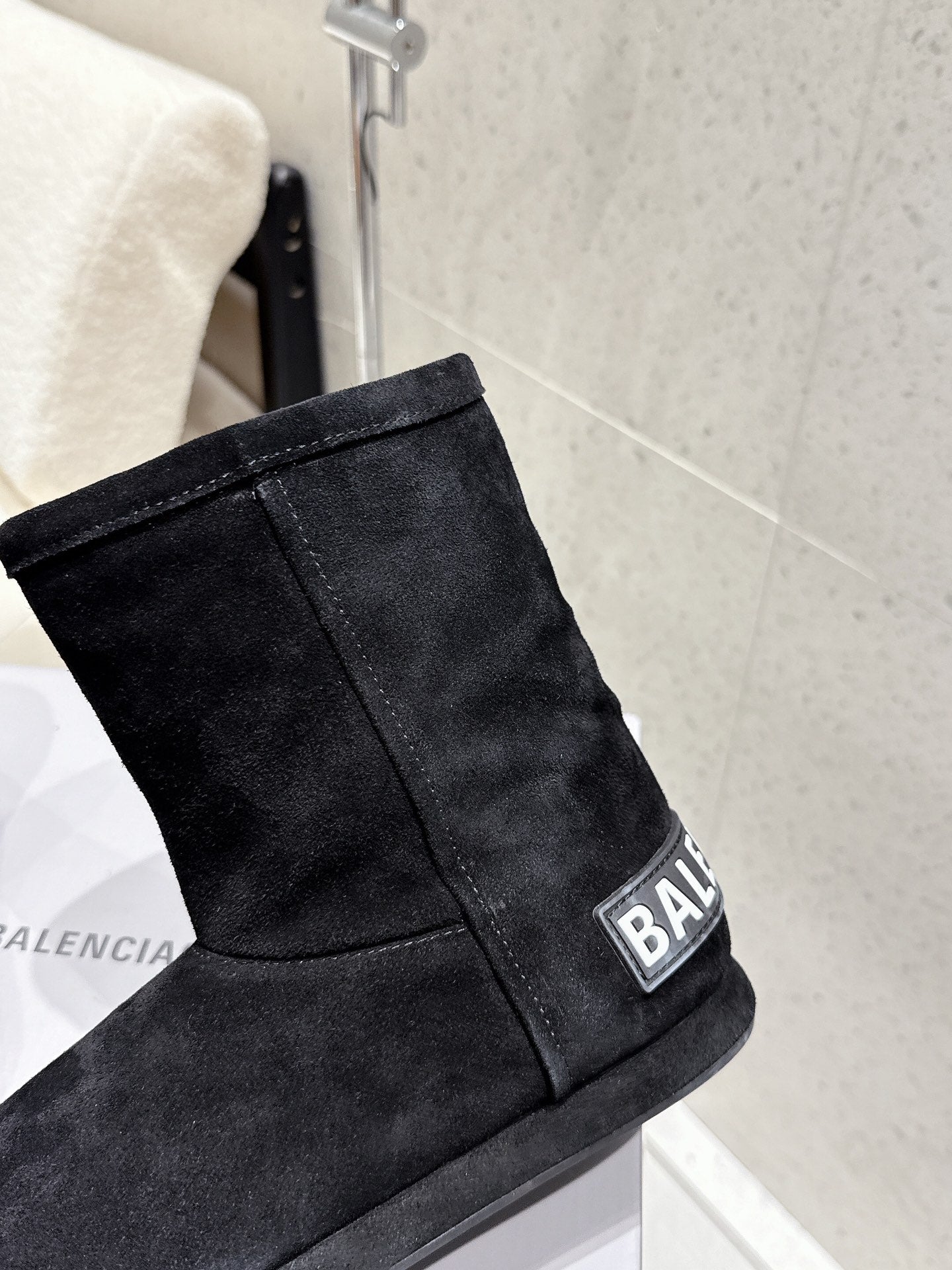 Balenciaga Alaska Soft Booties Black Suede Shearing 554395