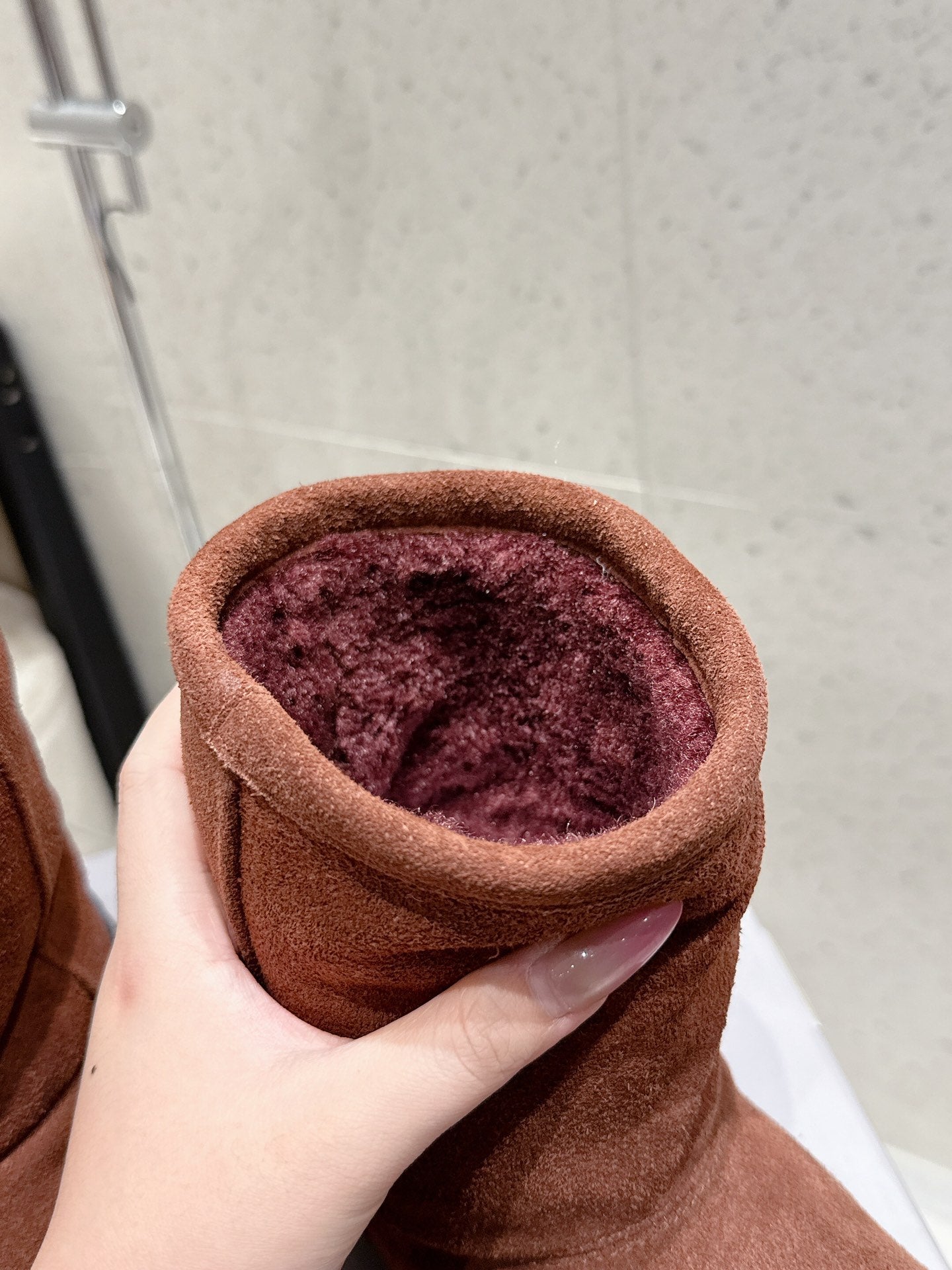 Balenciaga Alaska Soft Booties Red Brown Suede Shearing 554397