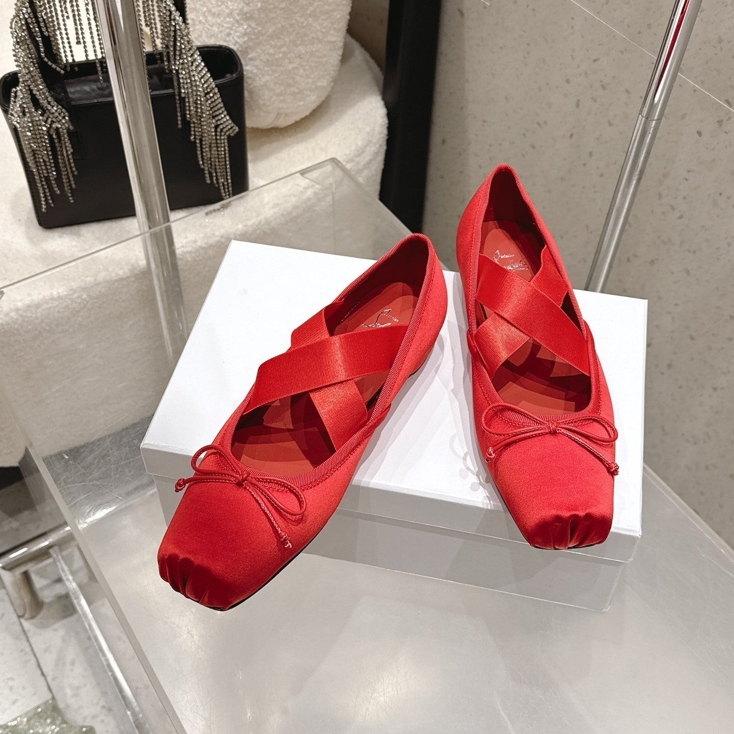 CL Ballet Butterfly Ballet Flats Red Satin610808