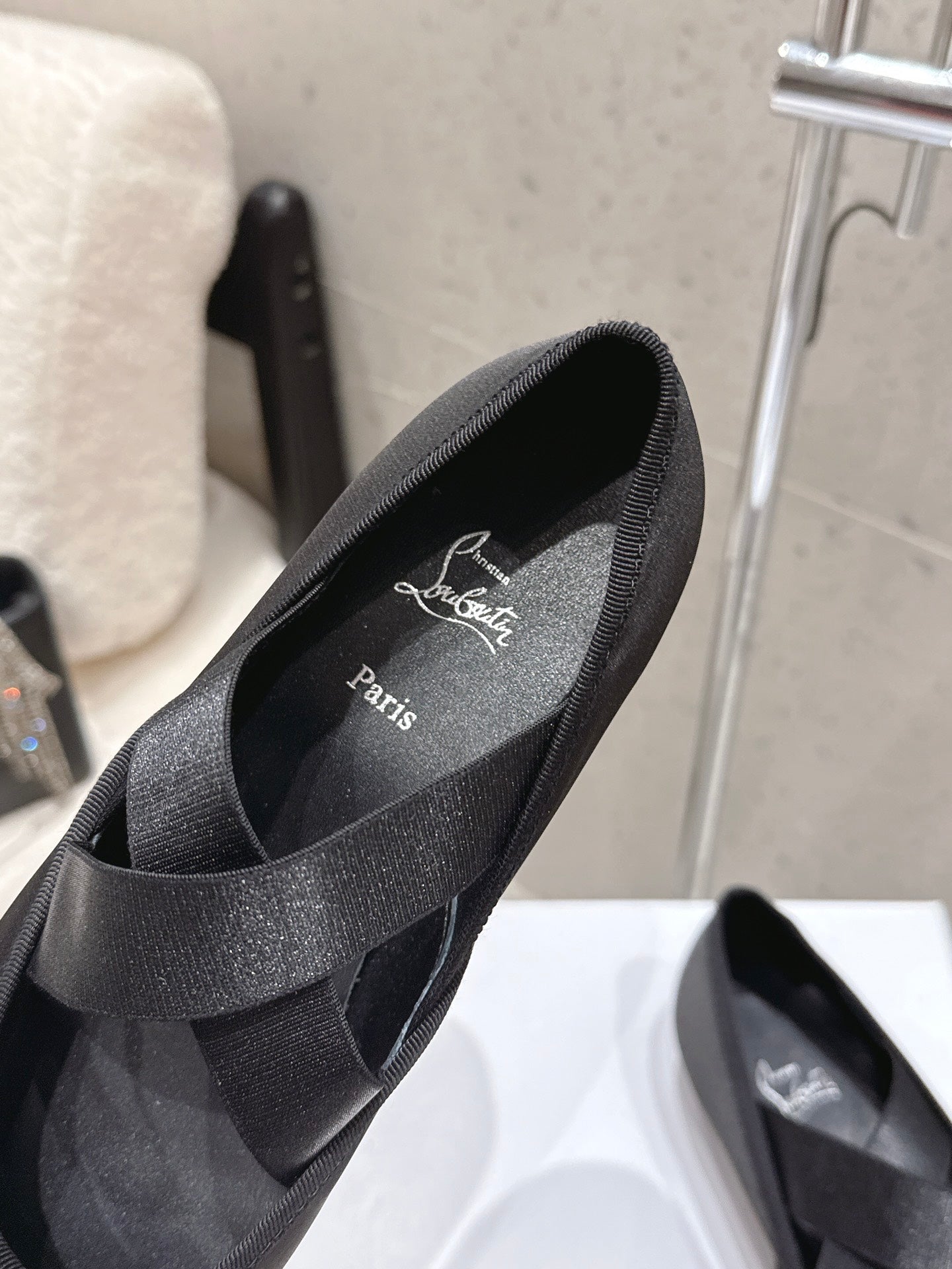 CL Ballet Butterfly Ballet Flats Black Satin 610811