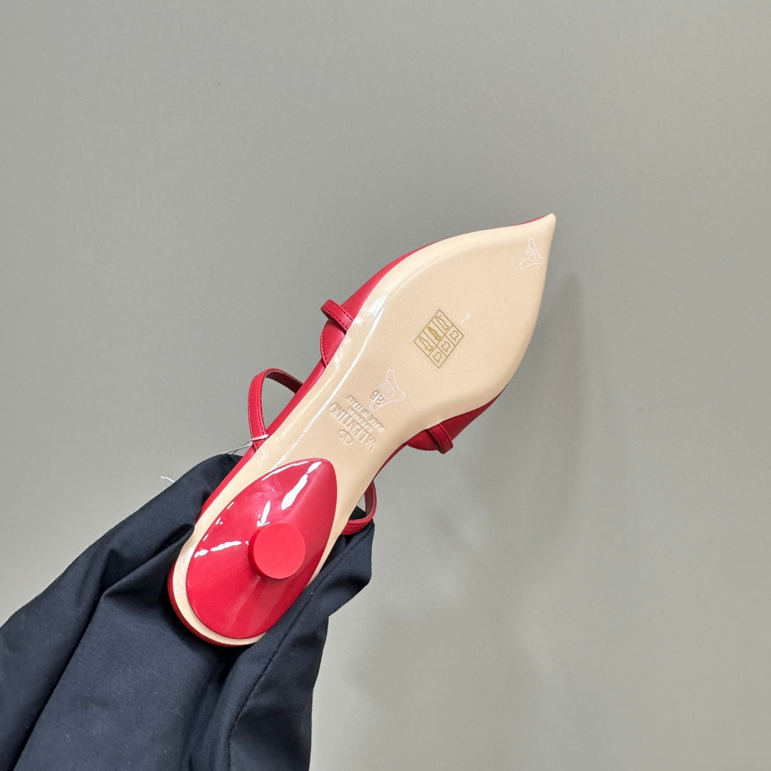 Valentino Rockstud Wispy Cherry Red Calfskin Mule 20mm
