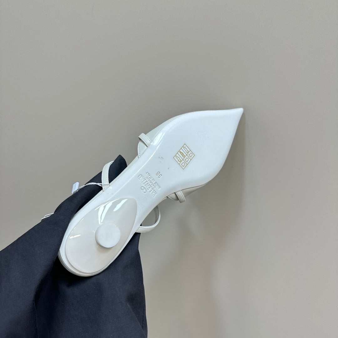 Valentino Rockstud Wispy White Calfskin Mule 20mm