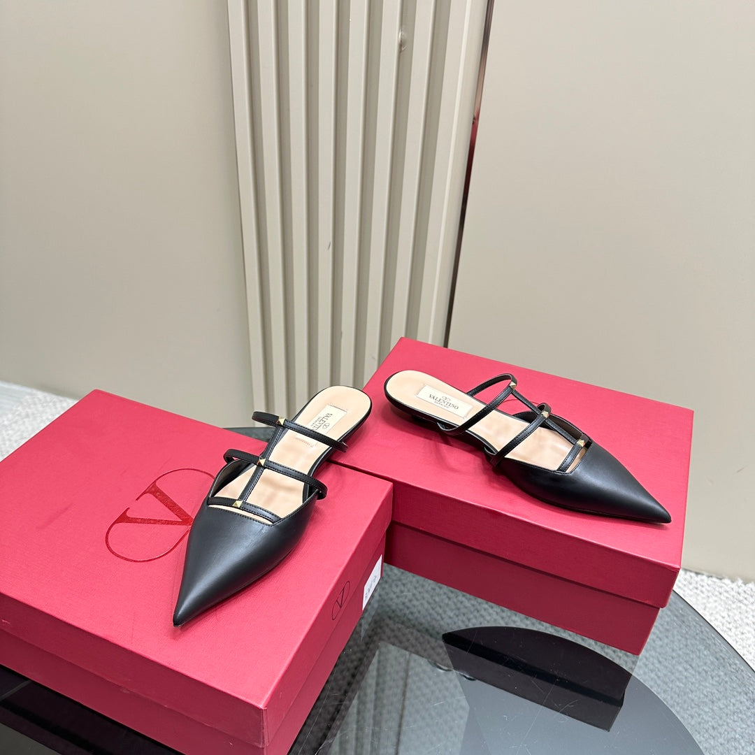 Valentino Rockstud Wispy Black Calfskin Mule 20mm