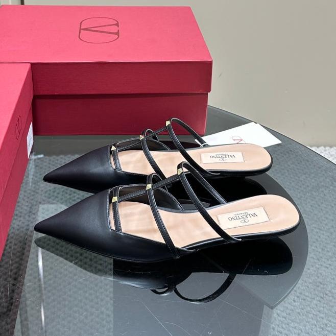 Valentino Rockstud Wispy Black Calfskin Mule 20mm