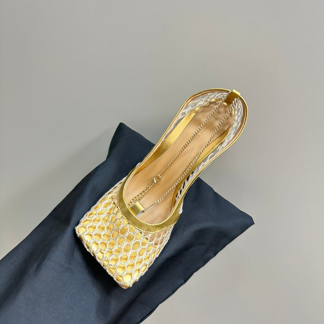 BV 26s High Pump 9cm Gold Metallize Mesh Leather
