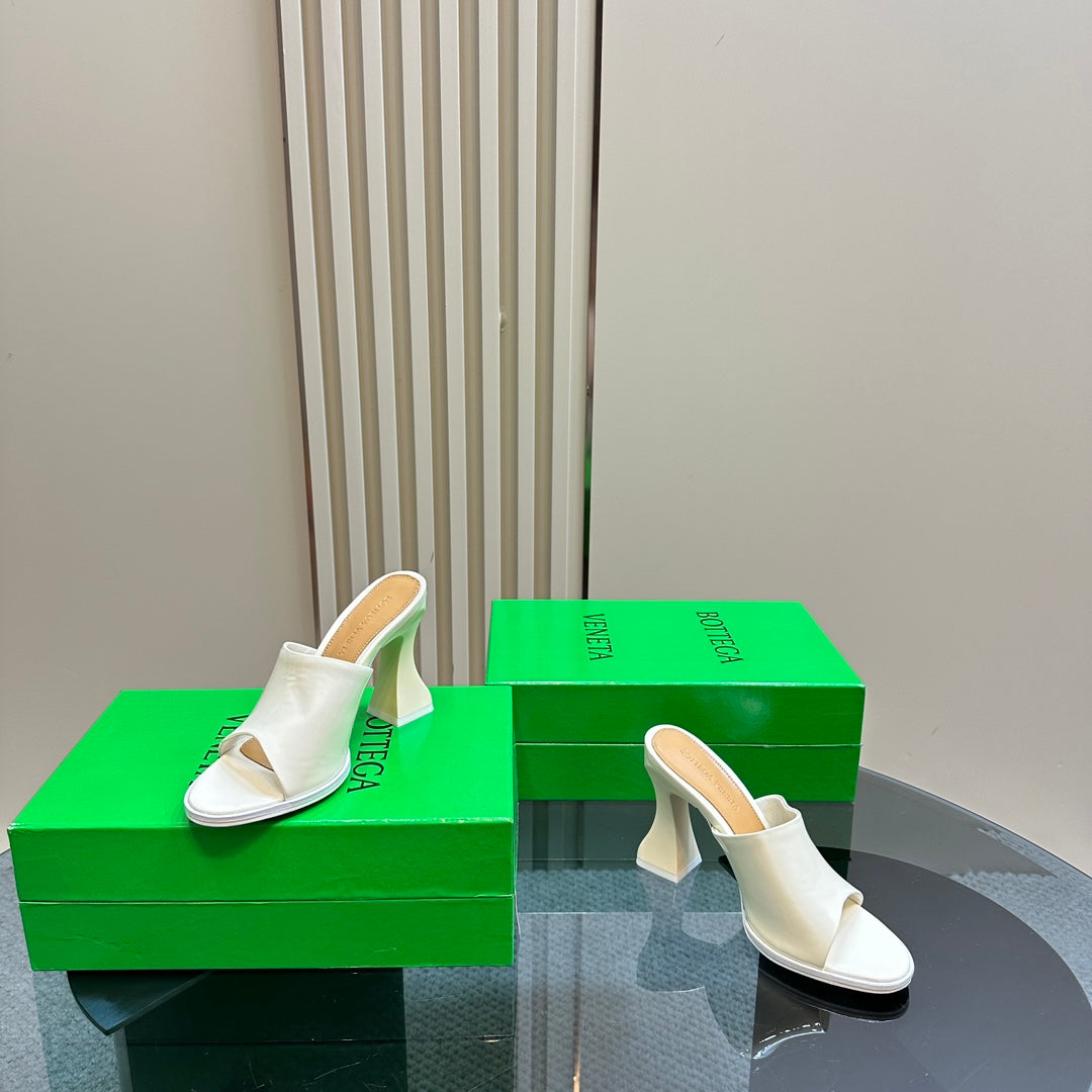 BV 26s High Mule 9.5cm White Calfskin