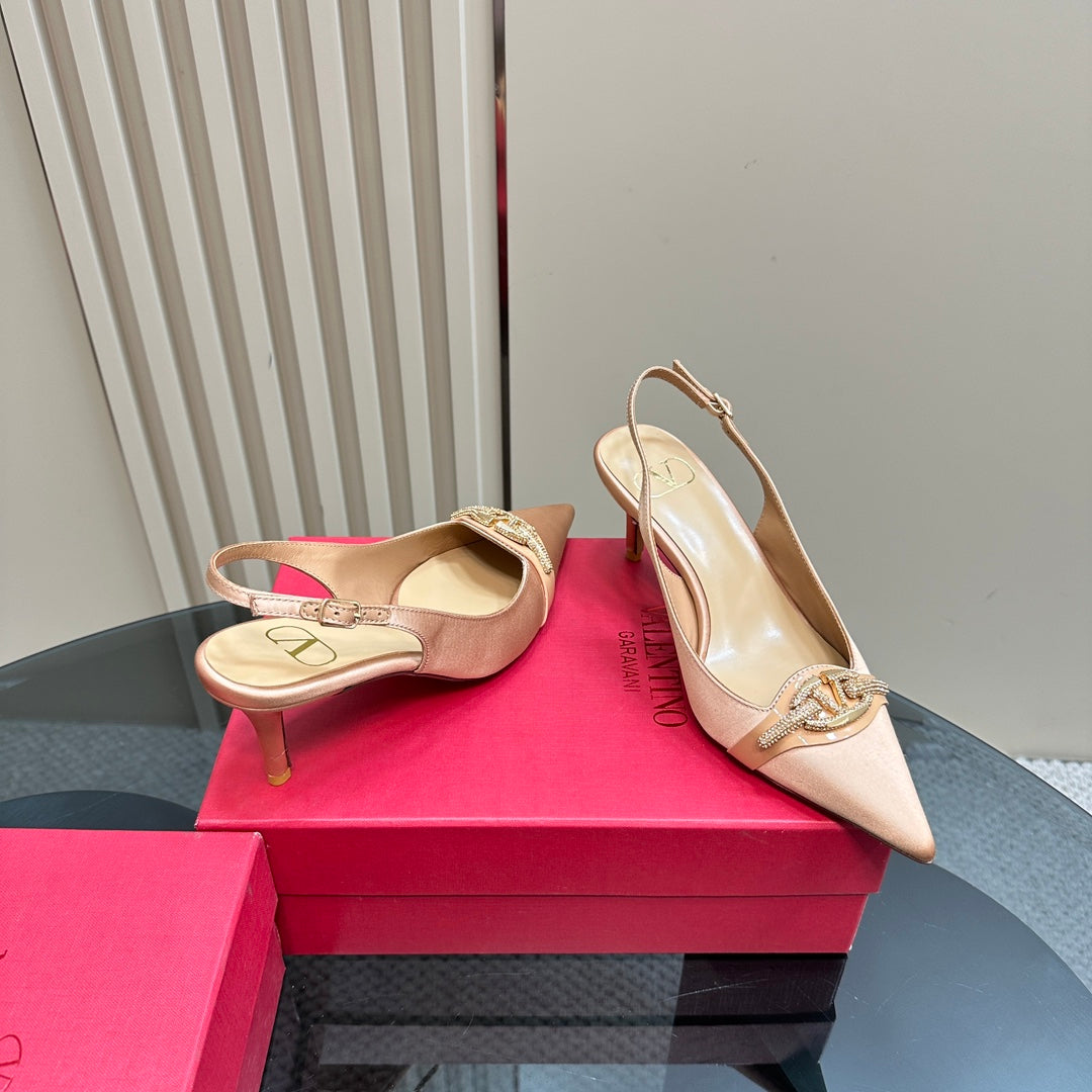 Valentino Slingback Pump 65mm In Beige Lambskin 999013