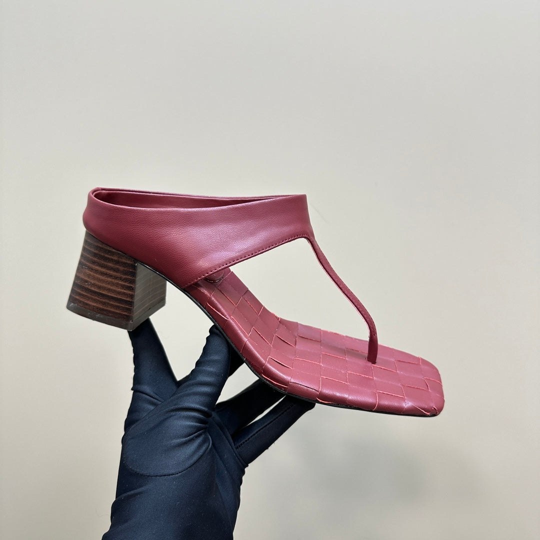 BV 26s Marella Thong 5.5cm Currant Red Intrecciato Leather