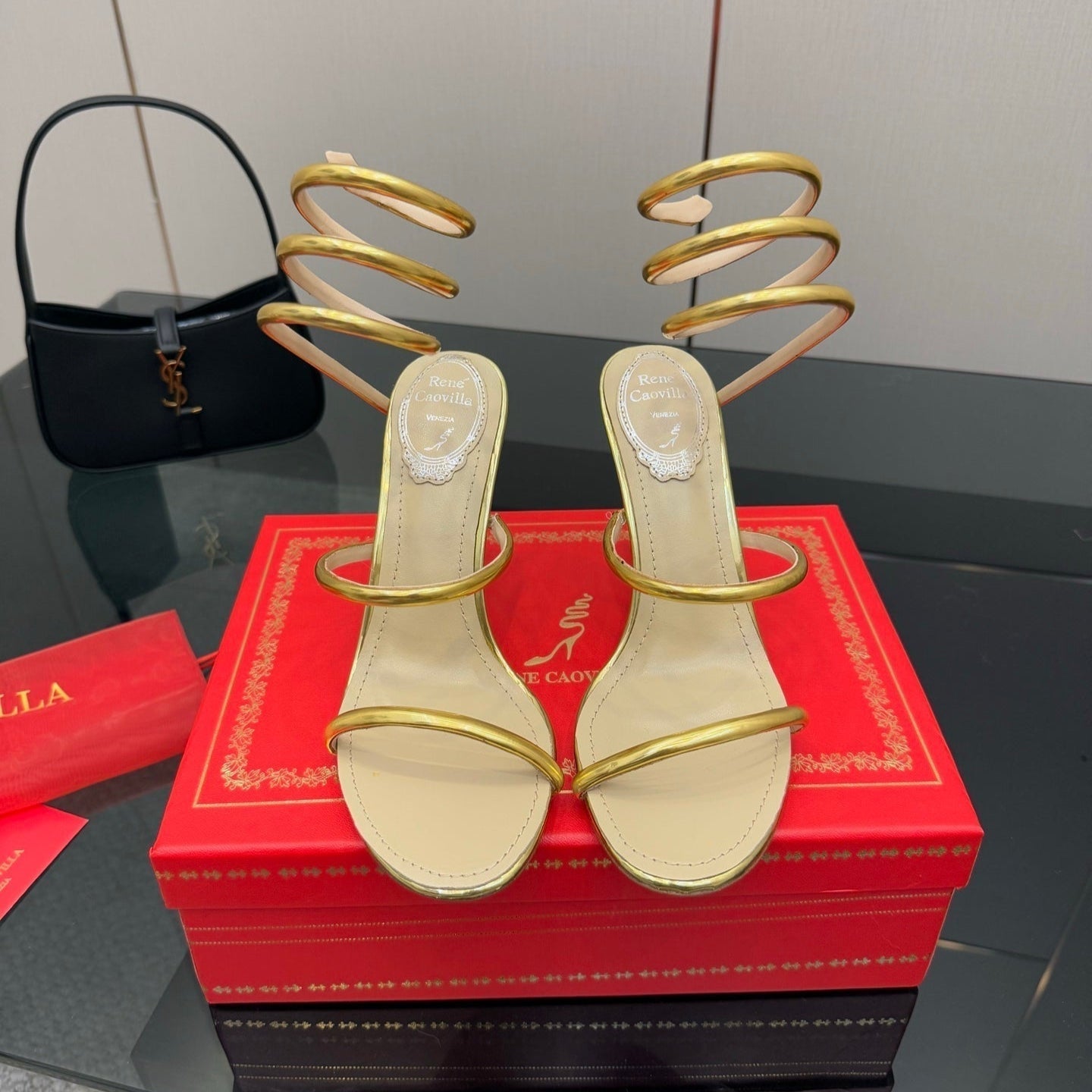 RC Sandals 9.5cm Gold Imported Metal Sheepskin 302600