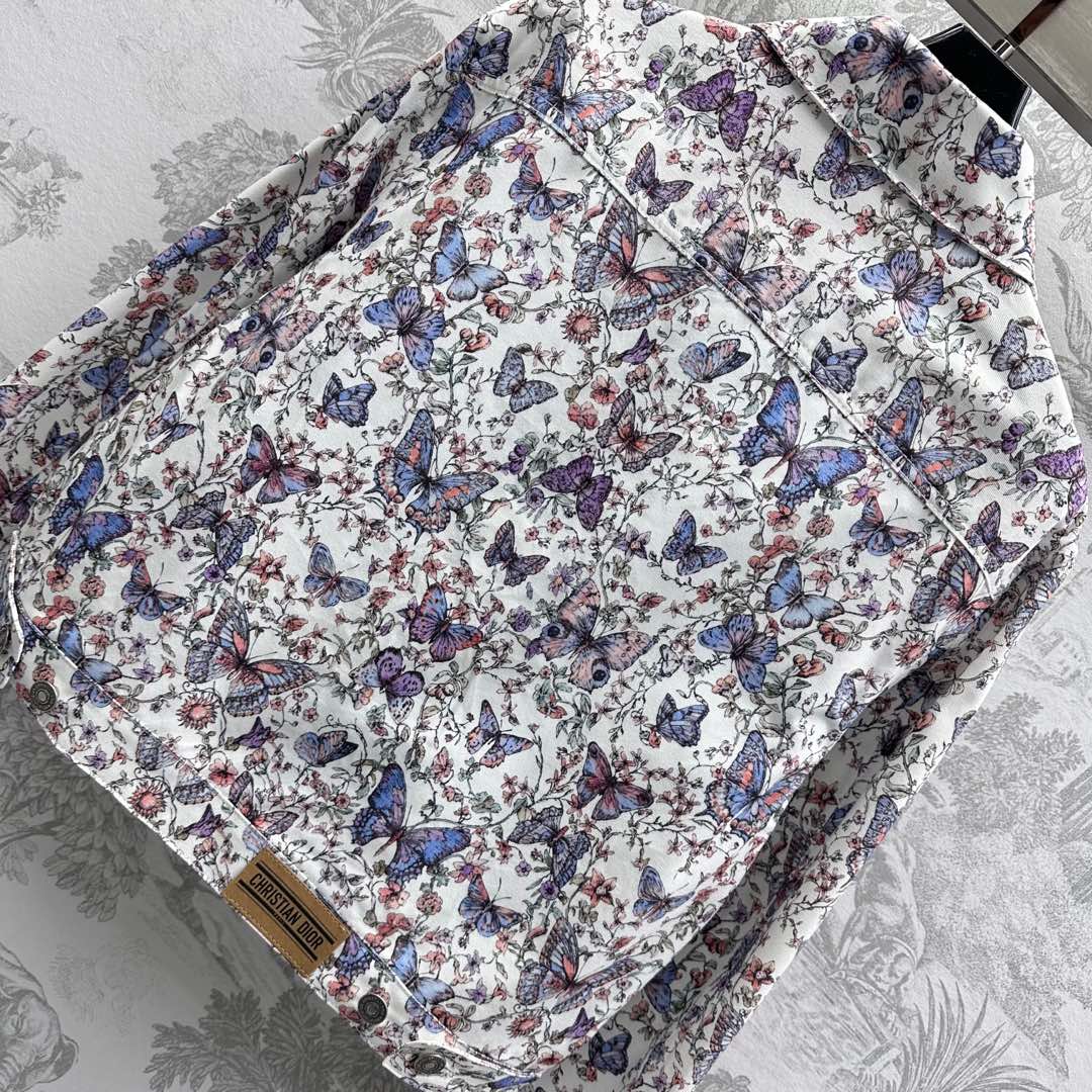 CD Jacket White Cotton Denim with Multicolor