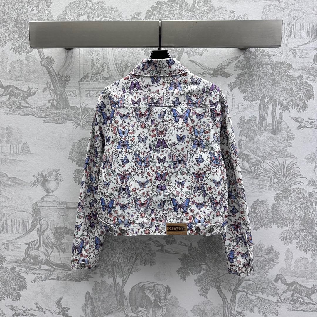 CD Jacket White Cotton Denim with Multicolor