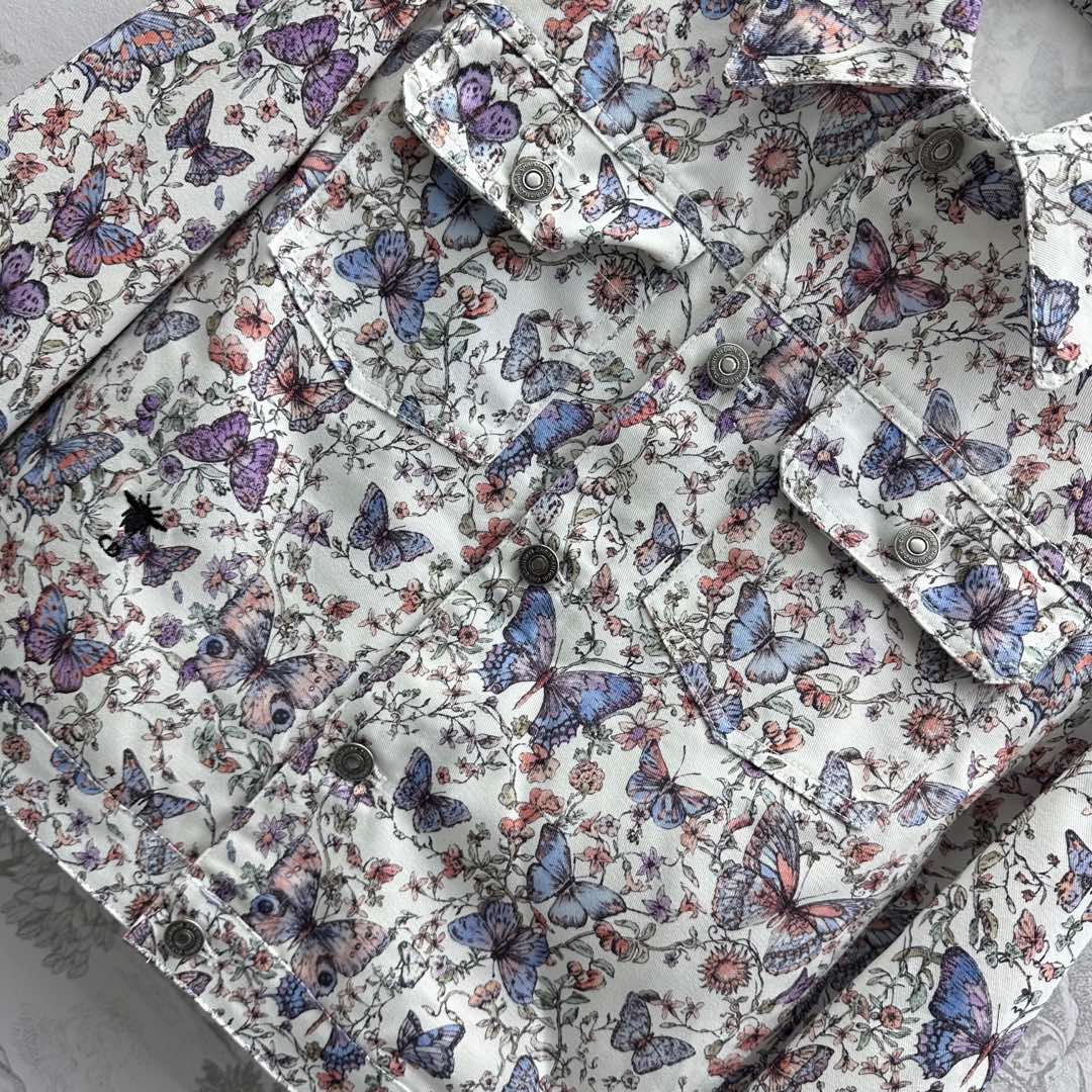 CD Jacket White Cotton Denim with Multicolor