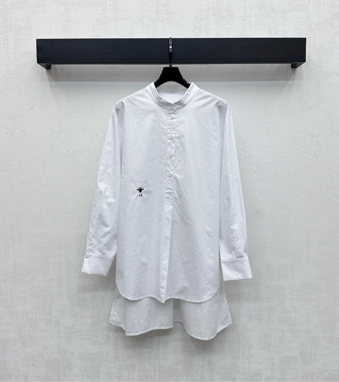 CD SS26 Broadcloth Long Stand Collar Shirt White Polyester 351870