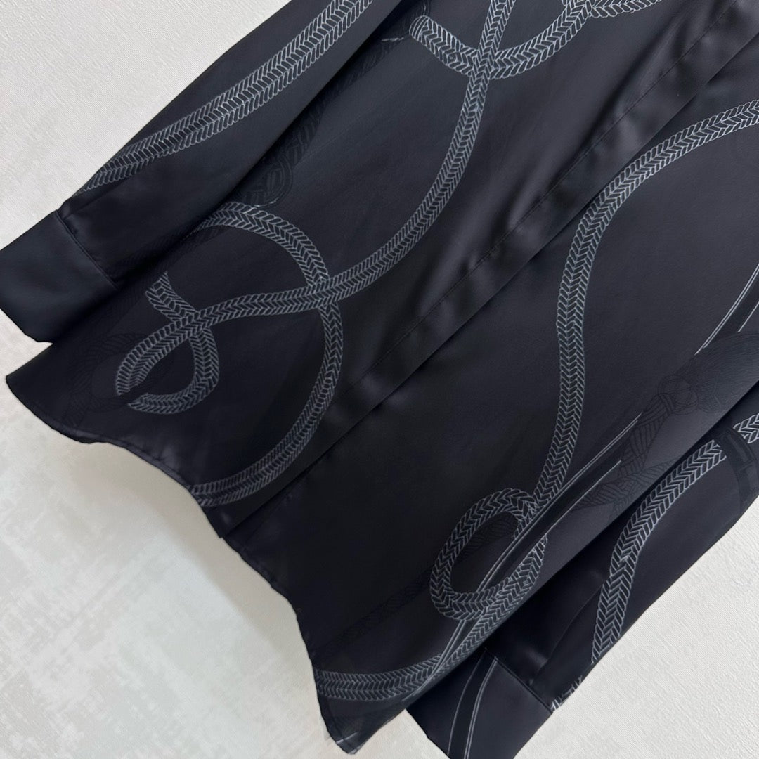HM SS26 Palefroi Remix Long-Sleeve Shirt Black Mulberry Silk 351818