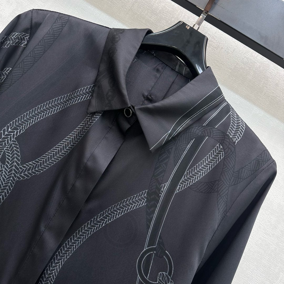 HM SS26 Palefroi Remix Long-Sleeve Shirt Black Mulberry Silk 351818