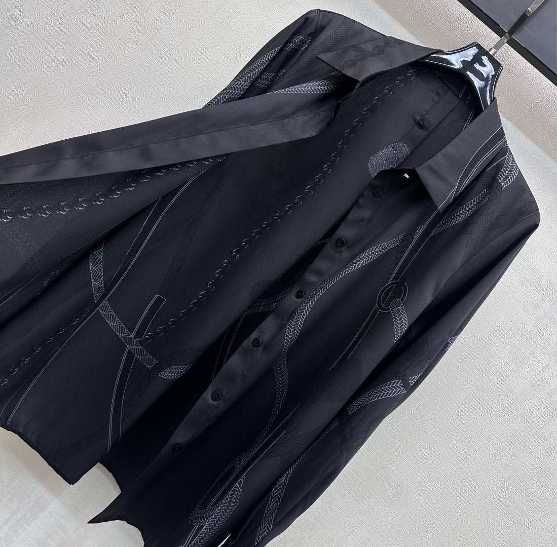 HM SS26 Palefroi Remix Long-Sleeve Shirt Black Mulberry Silk 351818